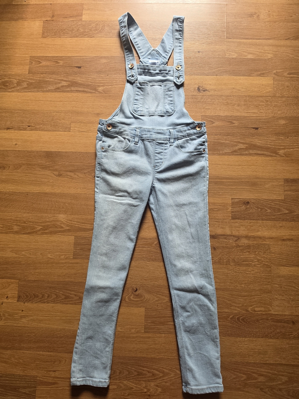 Light Wash Denim Kids Overalls with Front Pocket